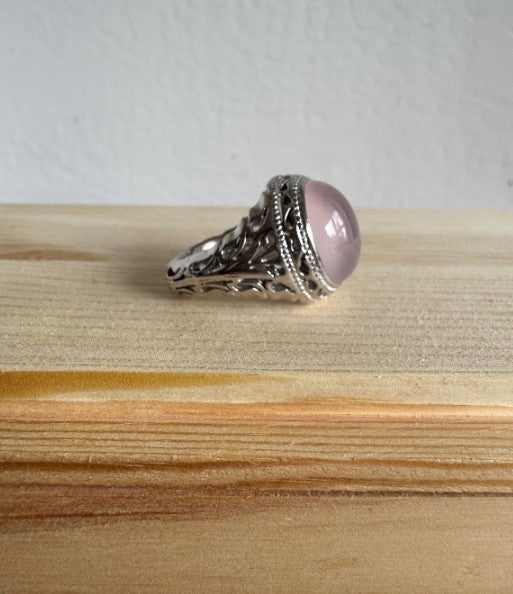 Sterling Silver Rose Quartz Ring, Size 9 [CG]