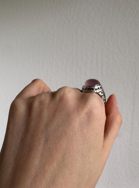 Sterling Silver Rose Quartz Ring, Size 9 [CG]