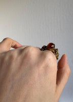 Botanical Cast Amber Ring, Sterling Silver with Gold Vermeil, Size 9 [CG]