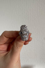 Art Deco Style Sterling Silver Ring, Lab-Grown Sapphire & Natural Zircon, Size 6 [CG]