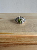 Peridot & Natural Zircon Ring, Sterling Silver, Size 7 [CG]