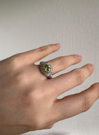 Peridot & Natural Zircon Ring, Sterling Silver, Size 7 [CG]
