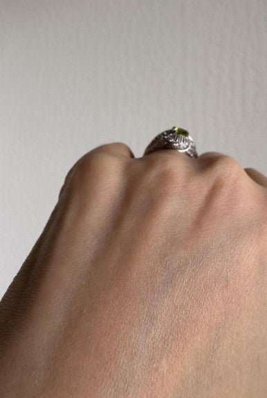Peridot & Natural Zircon Ring, Sterling Silver, Size 7 [CG]