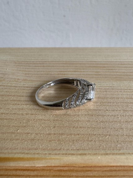 Marquise Cut Zircon Ring, Sterling Silver, Size 8 [CG]