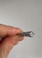 Marquise Cut Zircon Ring, Sterling Silver, Size 8 [CG]