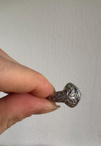 Natural Zircon Vintage-Inspired Ring, Sterling Silver with Cubic Zirconia Accents, Size 6 [CG]