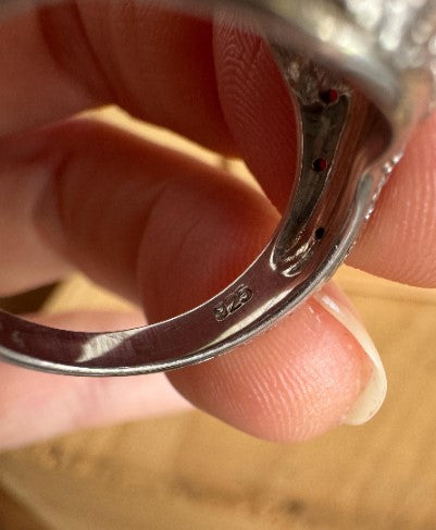 Natural Zircon Vintage-Inspired Ring, Sterling Silver with Cubic Zirconia Accents, Size 6 [CG]