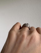 Natural Zircon Vintage-Inspired Ring, Sterling Silver with Cubic Zirconia Accents, Size 6 [CG]